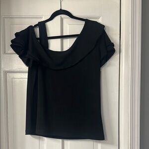 Banana Republic Black Ruffled Asymmetrical Blouse